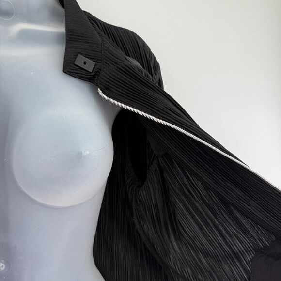 Jamie Sadock Black Crinkle Pleated Golf Jacket Shirt Small Full Zip Front Womens - Picture 16 of 16